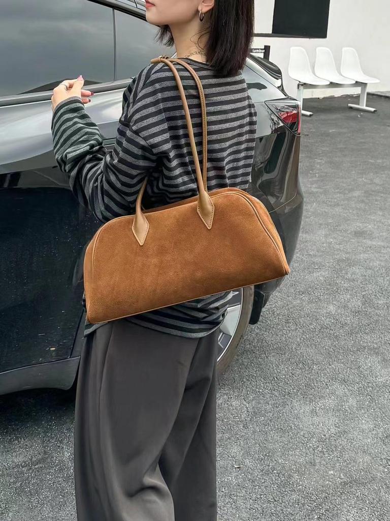 Элегантная замшевая женская сумка Boston Underarm Bag большой вместимости - модная, универсальная, матовая сумка через плечо