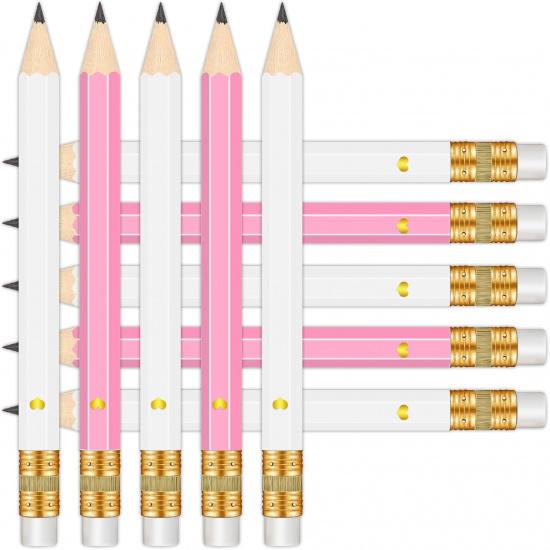 50Pcs - Bridal Shower Sharpened Half Pencils with Erasers, Pre-sharpened Pencils for Bridal Shower & Wedding Games, 4 Inches (White - Miss to Mrs.)