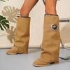 Новый стиль брючные ботинки для женщин, универсальные полусапожки на среднем каблуке, простые ботинки и женская обувь