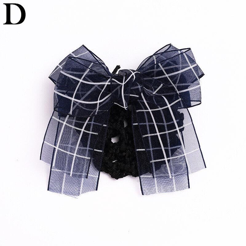 Women Satin Hair Clip With Net Bun Cover Bow Barrette Snood Hairnet Accessory