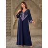 2025 Indonesia Middle East Arab Robe V-neck Hot Drilling Applique Loose Robe Plus Size Dubai Dress Dress