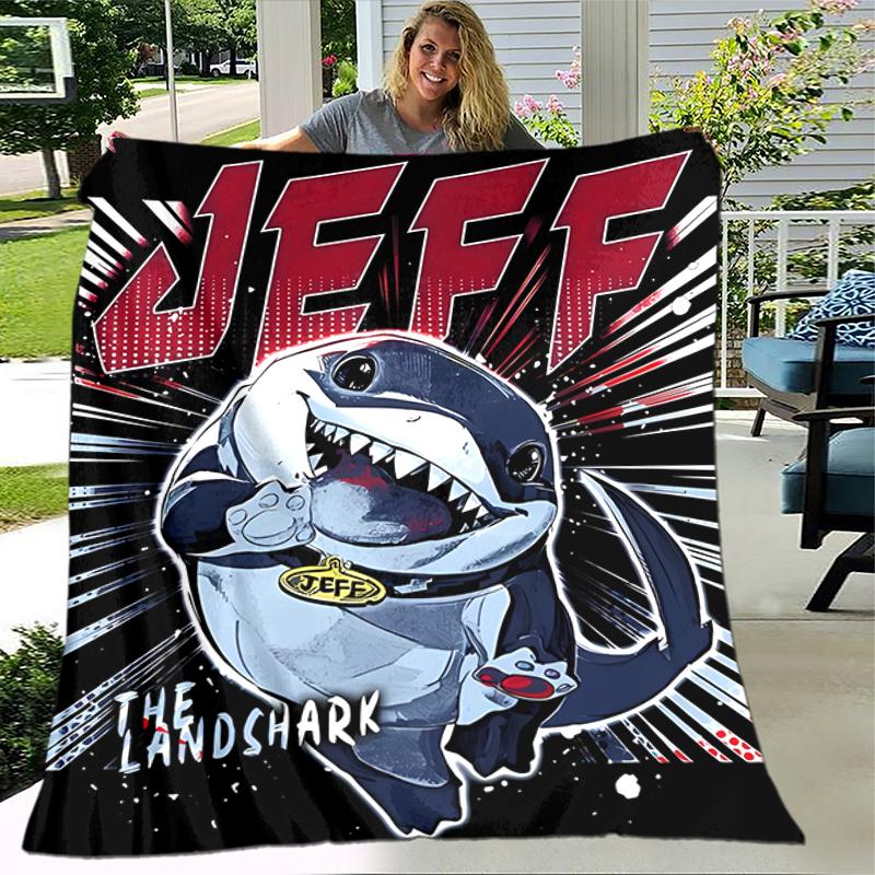 1pc Blanket Jeff the Land Shark2 Print Design, Lightweight Blanket for Sofa, Bed- Soft &Warm, Gift for All Seasons like Christmas, Halloween