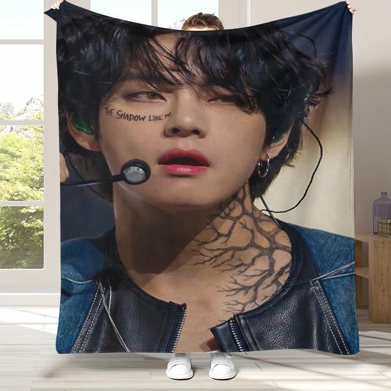 Ким Тхэ Хён V Kpop B-BTS Фланелевое одеяло, Ультрамягкий теплый плюшевый плед для дома, спальни, кровати, дивана, офиса, кемпинга, пикника