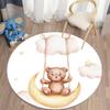 Living Room Round Carpet Floor Mat Kids Anti-Slip Mat Cartoon Bear Print Kids Carpet Kawaii Area Rug