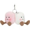 Valentine's Day Amuseables Pair of Marshmallows Bag Charm A Pair of Marshmallow Bags, White Powder Doll Plush Pendant Sitting 9cm High