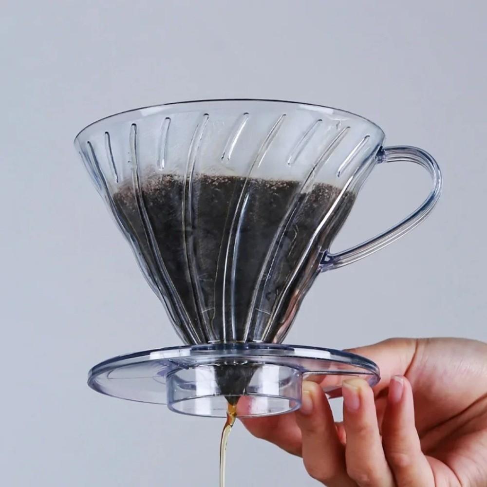 Durable Plastic Coffee Hand Dripper 01/02 Dripper V shaped 60 Coffee Filter Cup 1-4Cups Spiral Hand Filter Household