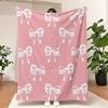 Pink Bow Fuzzy Blanket Cute Bowknot Throw Blanket Bowtie Cozy Flannel Blanket for Valentine's Day Home Bed Sofa Couch Chair