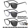 Retro Classic Pochromic Reading Glasses Women Men Ultra Light Round Frame Comfortable Anti-Blue Light Presbyopia Eyeglasses