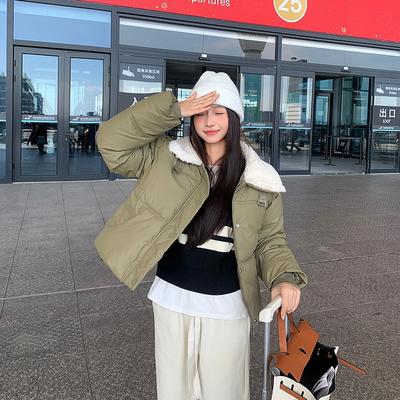 Женская новая зимняя модная крутая куртка с лацканами из овечьей шерсти, короткая универсальная бархатная куртка с подкладкой