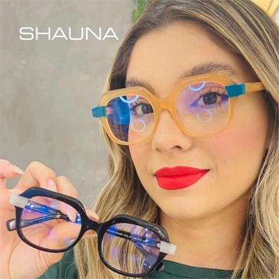 SHAUNA Ретро анти-синий свет женские квадратные двойные цветные очки в оправе модные леопардовые мужские оптические TR оправы для очков