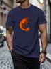 Unisex Summer White Short Sleeve Tee Minimalist Orange Shrimp Graphic Print Crew Neck Loose Casual Streetwear Male Fashion Tops