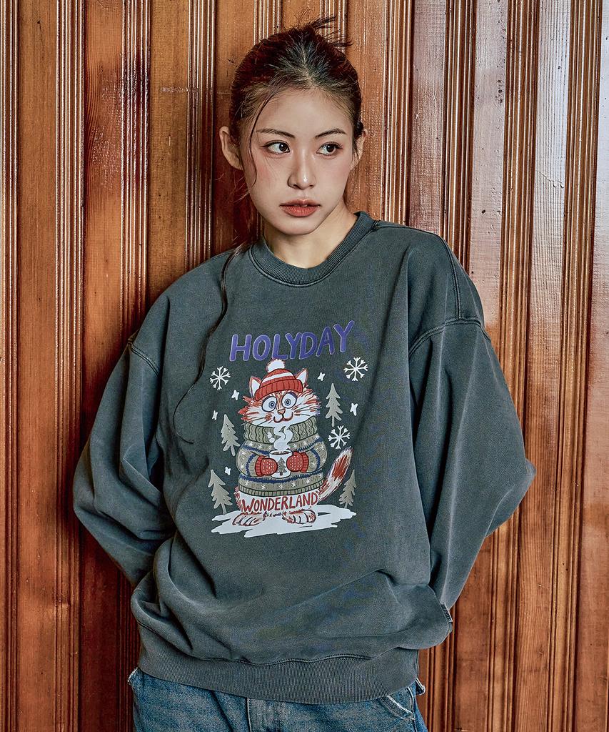 WILDROCK Hollysheesh Holyday Кот Пигментный Свободный Свитшот_5 Цв