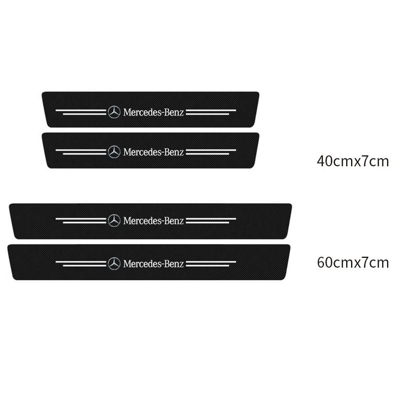 UAYLZ1 2025 Hot 4Pcs Car Laser Threshold Protect Auto Emblem Sticker Accessories For Mercedes Benz AMG Brabus Smart W204 GLC CLA W205 W