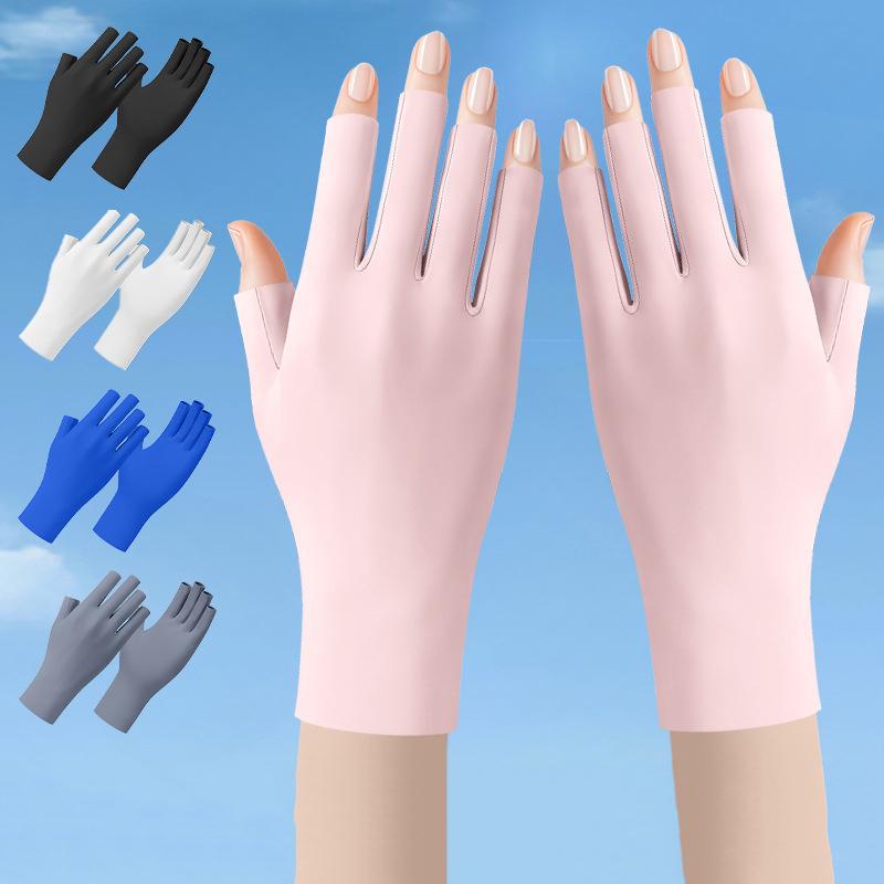 1 Pair Anti Uv Nail Gloves Uv Gel Shield Glove Half Finger Manicure Led Lamp Nail Art Salon Tools