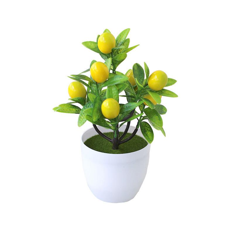 Plastic Simulated Lemon Peach Strawberry Fruit Tree Artificial Potted