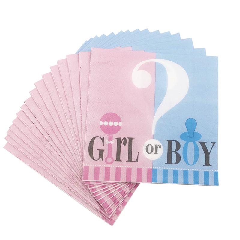 Gender Reveal Disposable Tableware Set Baby Shower Boy Or Girl Plate Napkin Tablecloth Gender Reveal Party Decorations Supplies