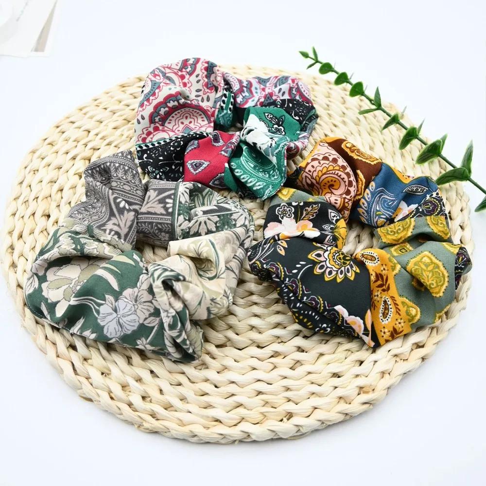 Women Ethnic Style Headband Hair Scrunchies Elastics Large Intestine Hair Band Ponytail Hair Rope Elegant Hair Accessories