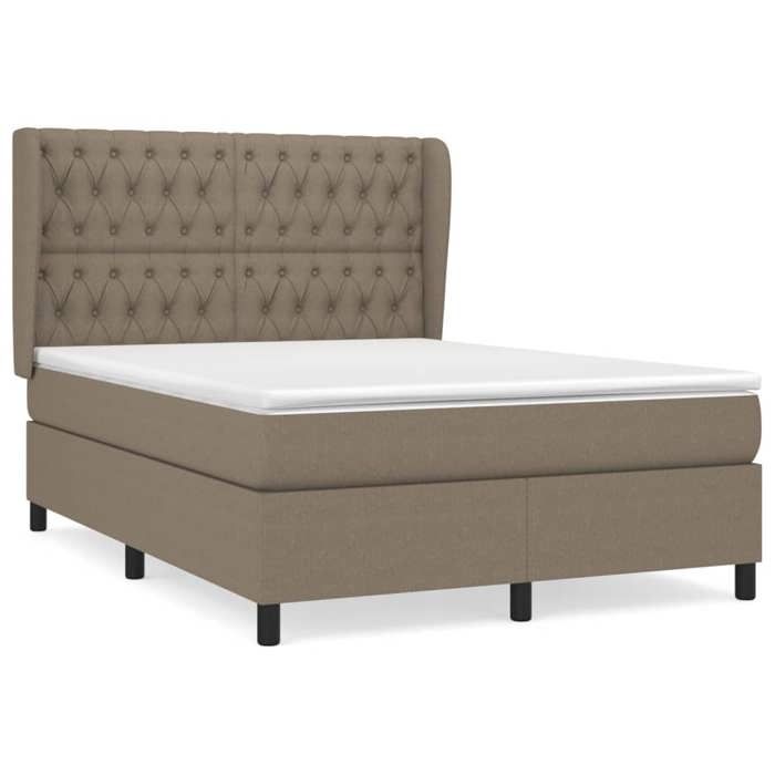 Maison Exclusive - Sommier à lattes de lit avec matelas Taupe 140x190 cm Tissu