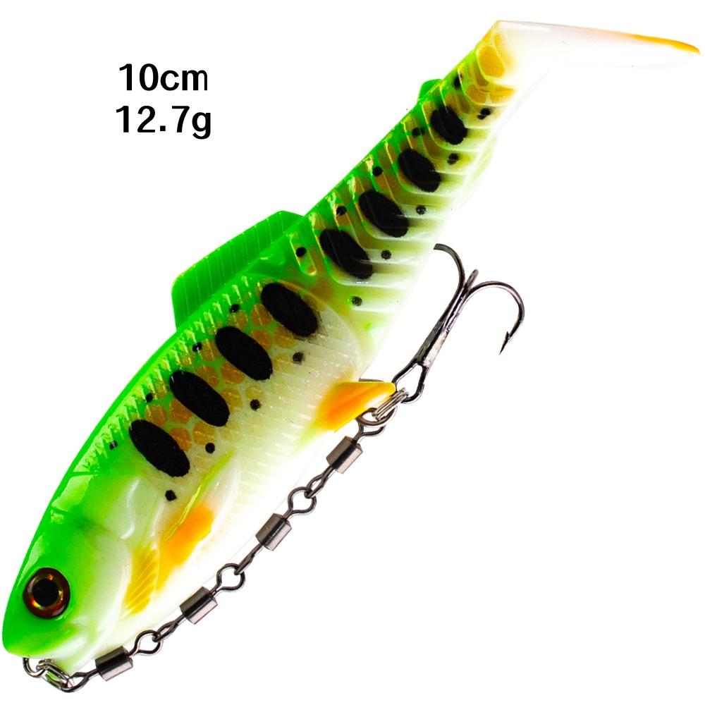Sinking Paddle Tail Soft Swimbait with Treble Hooks 3D Realistic Eyes Pike Perch Predator Fishing Soft Lure Freshwater Tackle