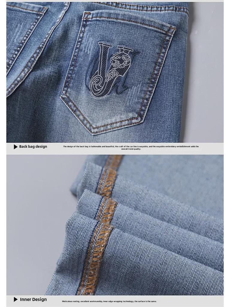 Мужские облегающие европейские модные джинсы - весна/лето, облегающие стильные универсальные повседневные брюки