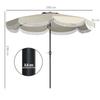Round Garden Parasol 2.7x2.4 m with Crank, in Metal and Polyester, Light Grey