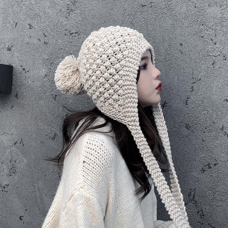 Ретро-ушная защитная шерстяная шапка женская осенне-зимняя теплая вязаная шапка Baotou Tide Lei Feng Hat