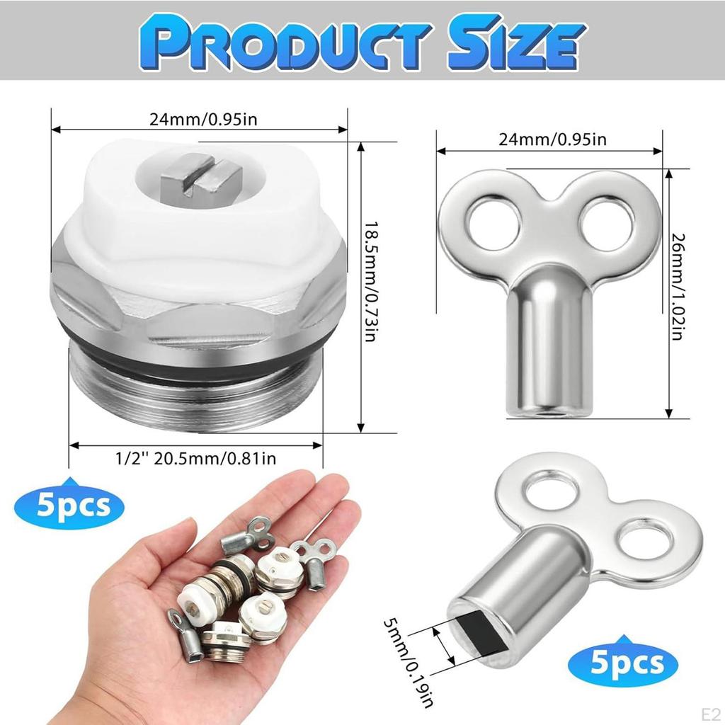 5 шт. Радиаторные воздухоотводчики Воздушный клапан Заглушка Конструкция с двумя отверстиями Высокая прочность