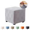 1PC Square Jacquard Ottoman Slipcover Durable Stretch Footrest Cover Anti-slip Storage Stool Furniture Protector Pouf Cover Home
