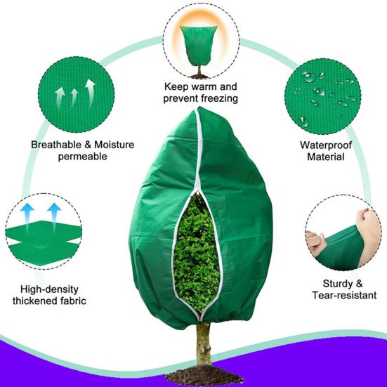 Укрытие для защиты растений от заморозков Yousheng со шнурком и молнией, многоразовое, из нетканого материала, зимнее, для улицы, для сада, для деревьев, кустарников, горшечных растений, мешок от мороза