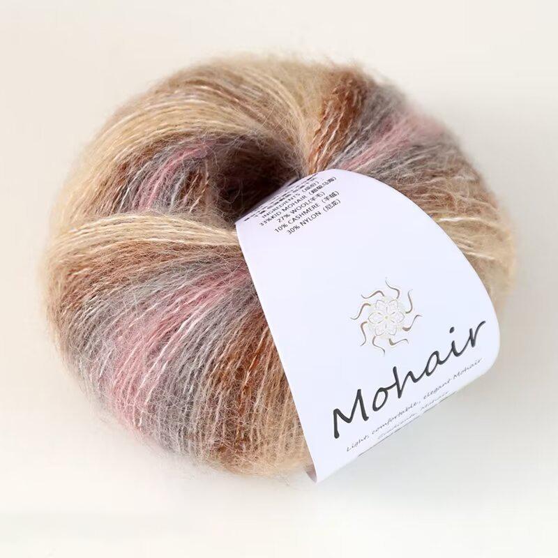 Moher Blend Knitting Yarn 25g Rainbow Gradient Handmade for Hats Scarves Sweaters