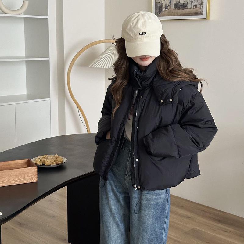 Женская куртка-пуховик с капюшоном цвета конфет, зимняя мода 2024 года, с маленьким карманом, белая утиная пуховая утепленная куртка