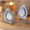 Luxury Ladies' Classic Water Drop Shape Opal Inlaid Zircon Stud Earrings Simple Exquisite Luxury Wedding Party Zircon Gift