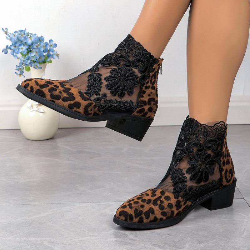 Trendy Short Tube Women's Boots 2024 Autumn Hollow Flower Breathable Comfortable Mesh Fabric for Women's Shoes Wearing Outside