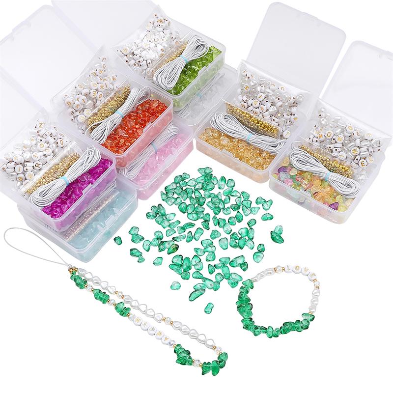 Стеклянный щебень, цепочка для мобильного телефона, набор «сделай сам», серия «зеленая трава» для изготовления ювелирных изделий, браслет, ожерелье «сделай сам»