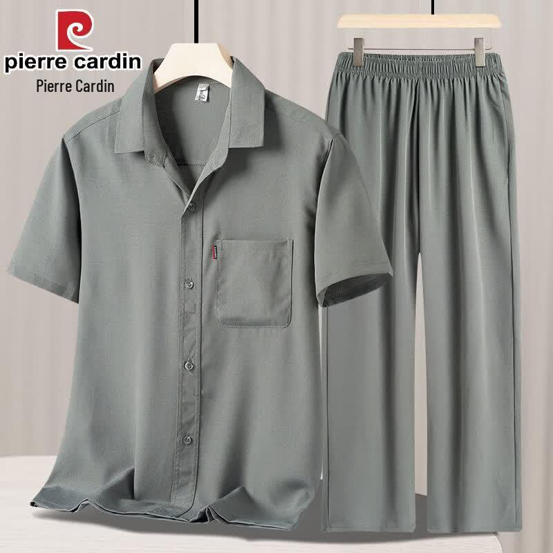 Pierre Cardin Мужской летний комплект из ледяного шелка с коротким рукавом и брюками