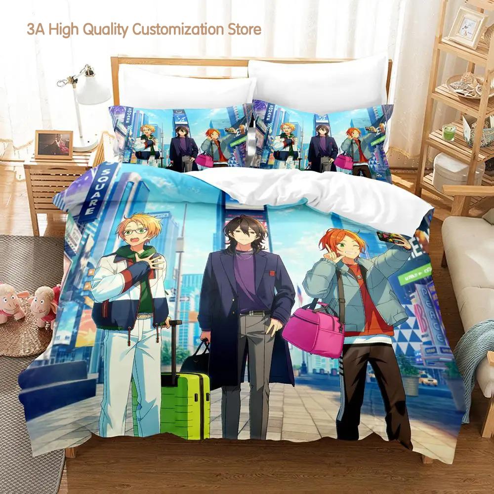 Набор постельного белья Ensemble Stars Односпальный Полуторный Полный Евро Кинг-сайз Набор для кровати Взрослая Мальчишеская спальня Комплекты пододеяльников Комплект постельного белья с аниме