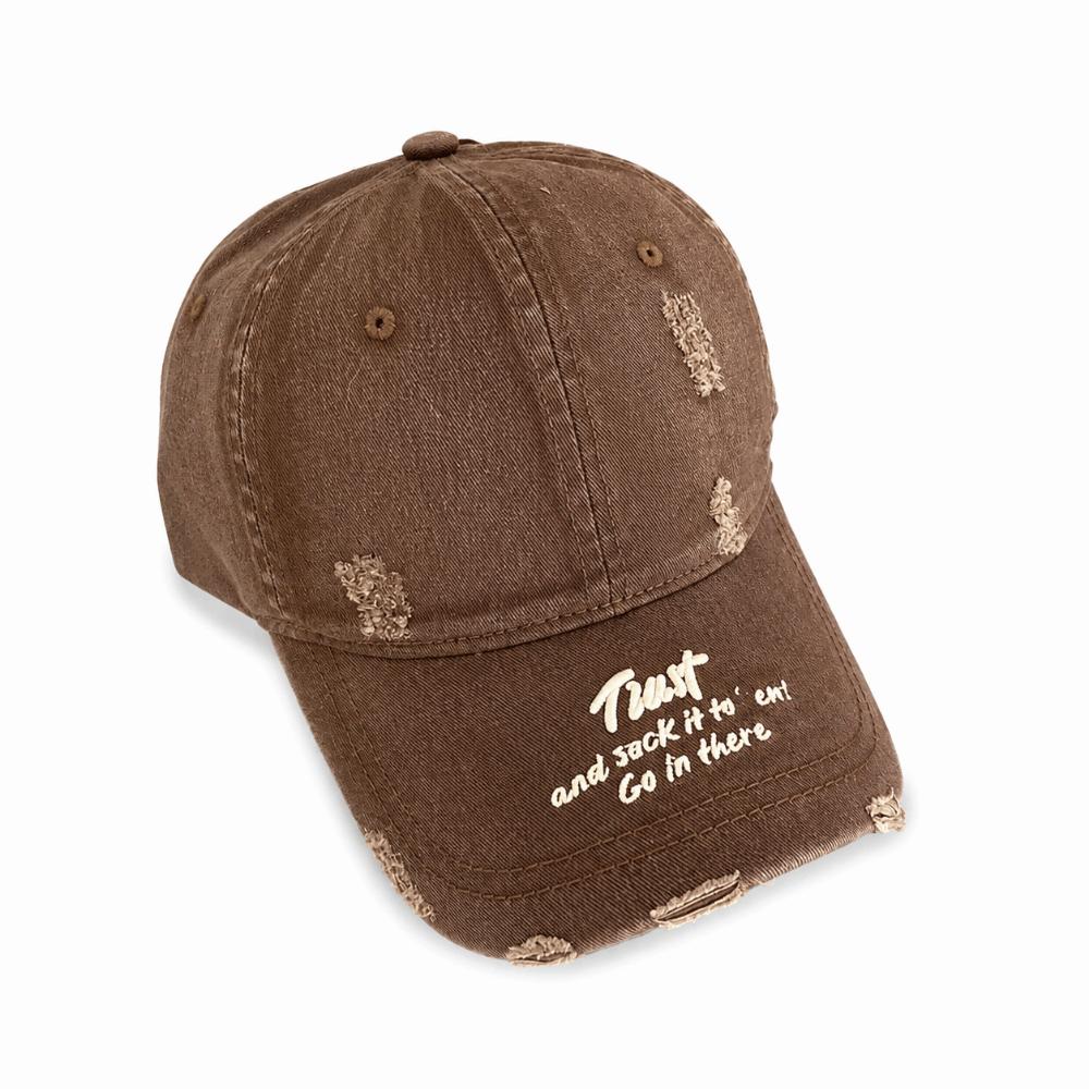 Embroidery Baseball Cap Distressed Peaked Cap Trendy HipHop Cap Sport Wear