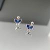 Blue Drop Glaze Butterfly Earrings for Women's Simple Niche Forest Series New Style Versatile