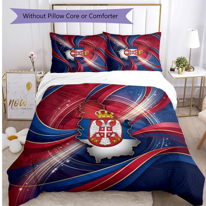 Serbia Printed Bedding 3 Piece Set Cozy Breathable Bed Cover Set as Housewarming Holiday Gift