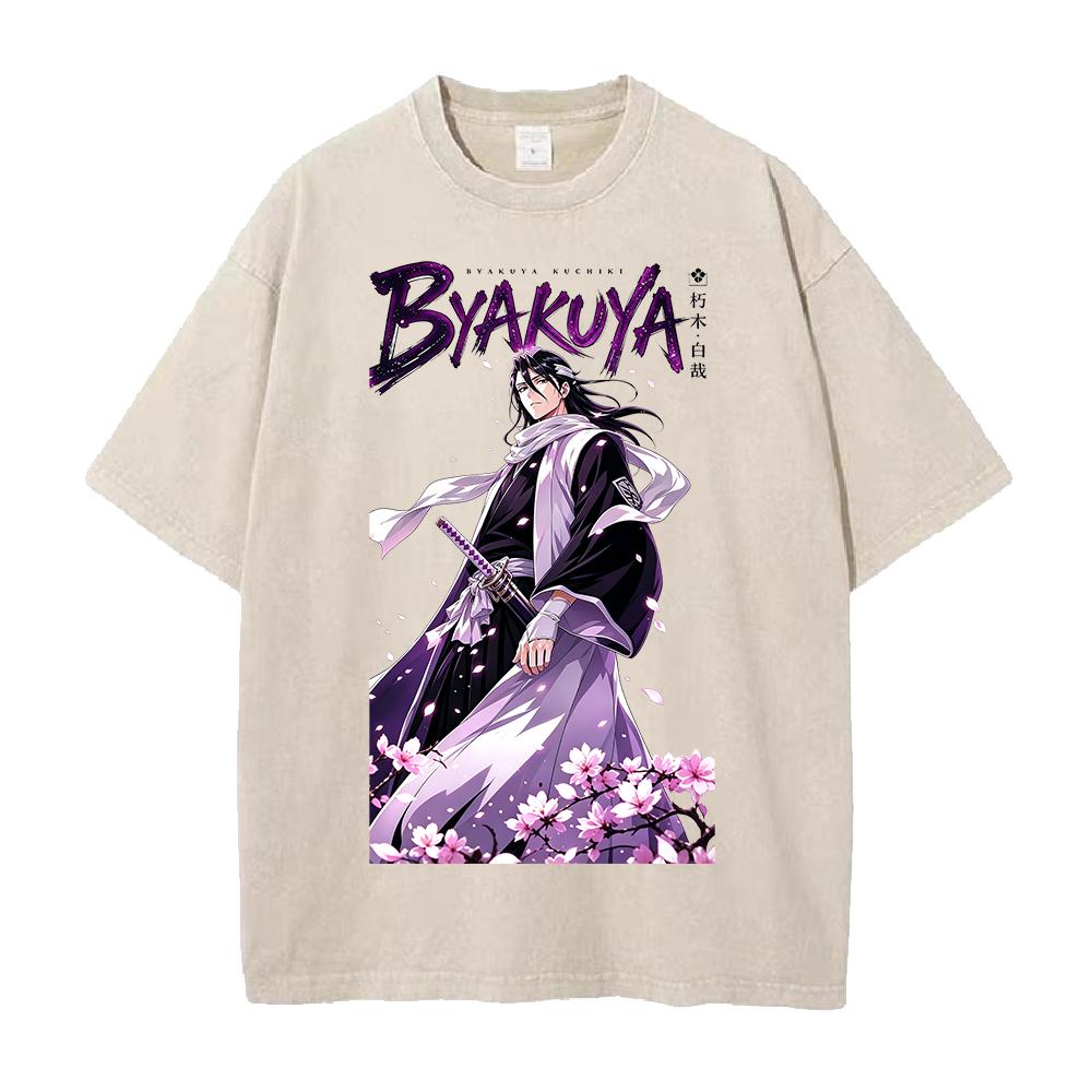 Kuchiki Byakuya Printed Tee Anime BLEACH Clothing Men Women Washed T-shirts Short Sleeve Tshirt Harajuku Casual Cotton T Shirt