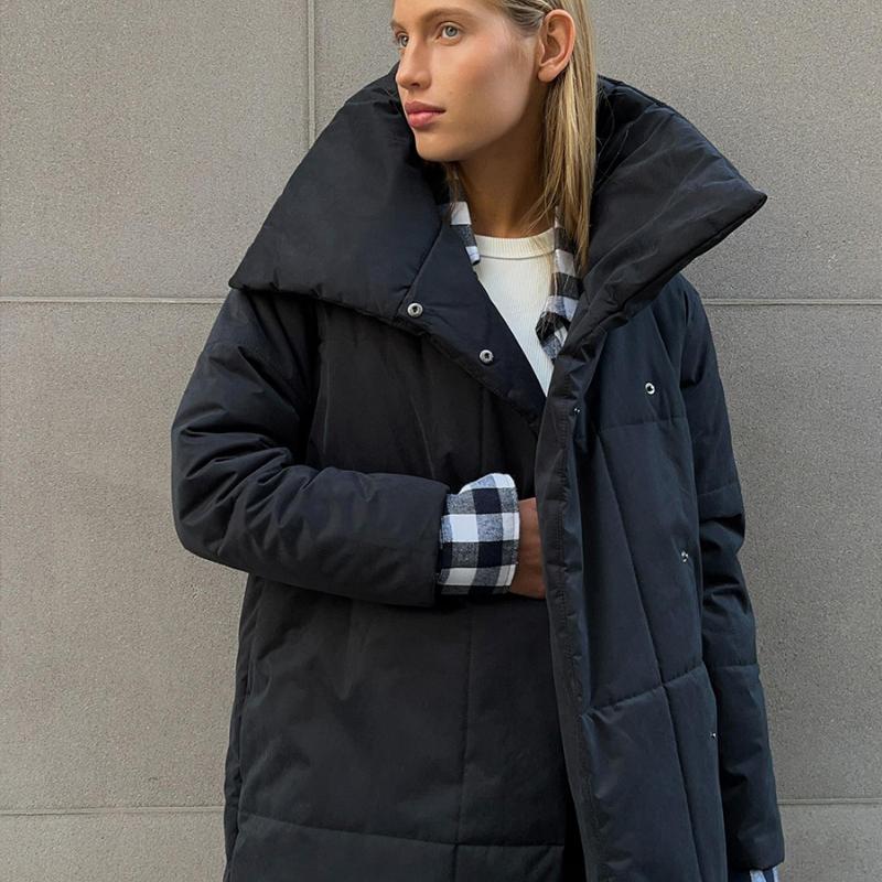 Женские осенне-зимние свободные теплые куртки-пуховики с поясом, модные куртки, свободные однотонные повседневные пальто, хлопковая стеганая куртка