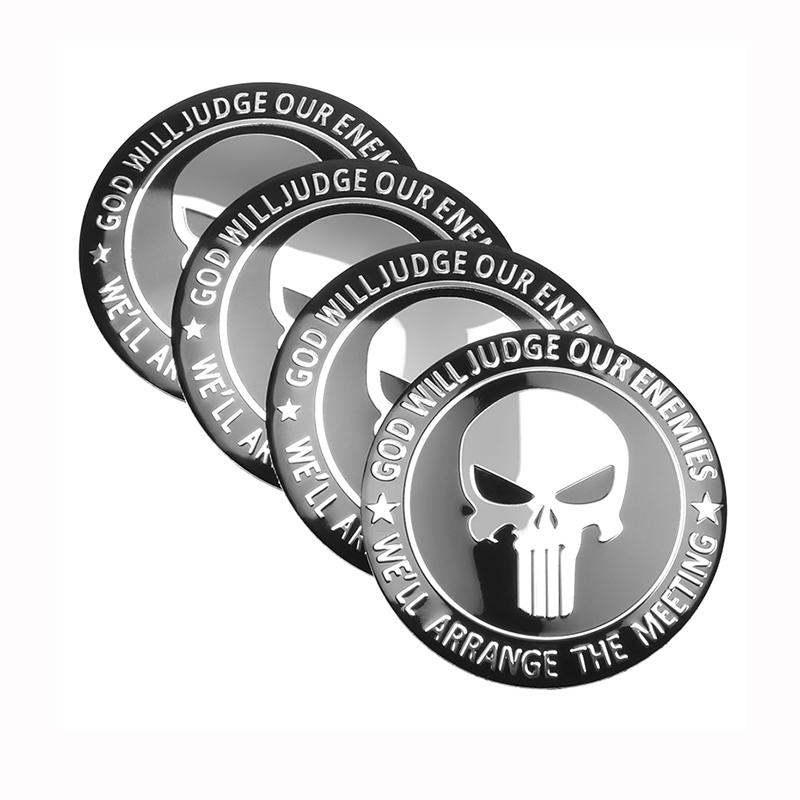 4pcs Skull Car Hubcap Sticker Personalized Car Sticker Decoration 56MM Aluminum Car Tire Car Sticker