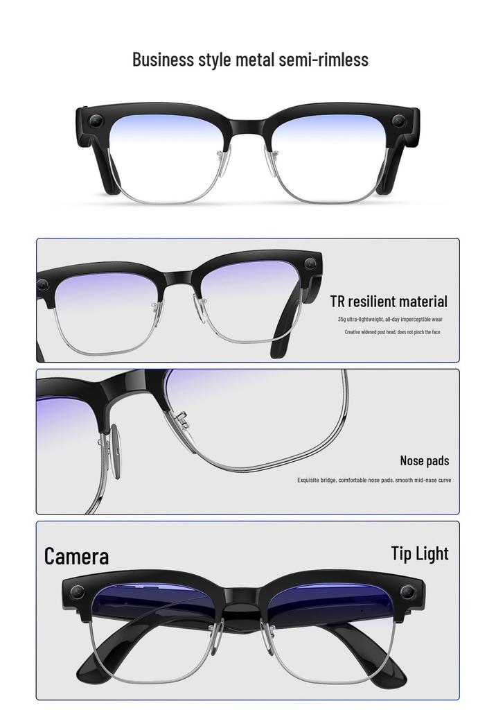 W630 Smart Glasses: 8MP Camera, Dual Mic, AI Object Recognition, HD Sound, Bluetooth.