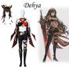 Dehya Cosplay Costume Wig Full Set Halloween Carnival Samurai Costume Wig Red