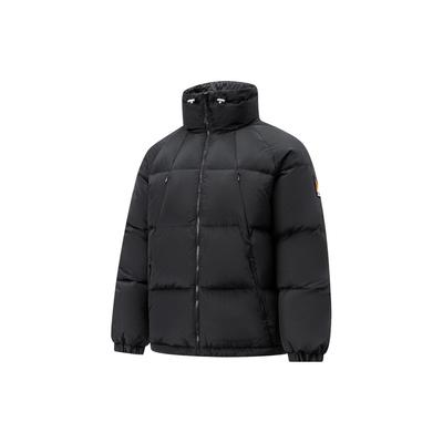 Li Ning Plain Stand Collar Loose Short Down Jacket Men Outwear Black AYMT171-1