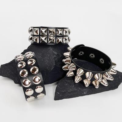 Мужской многослойный браслет в стиле панк с заклепками-шипами - Наручный браслет в стиле рок-готика