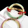 Enamel Peony Filigree Flower Bangle Double Bangle Women's Hand Bracelet  Gifts for Women Girl