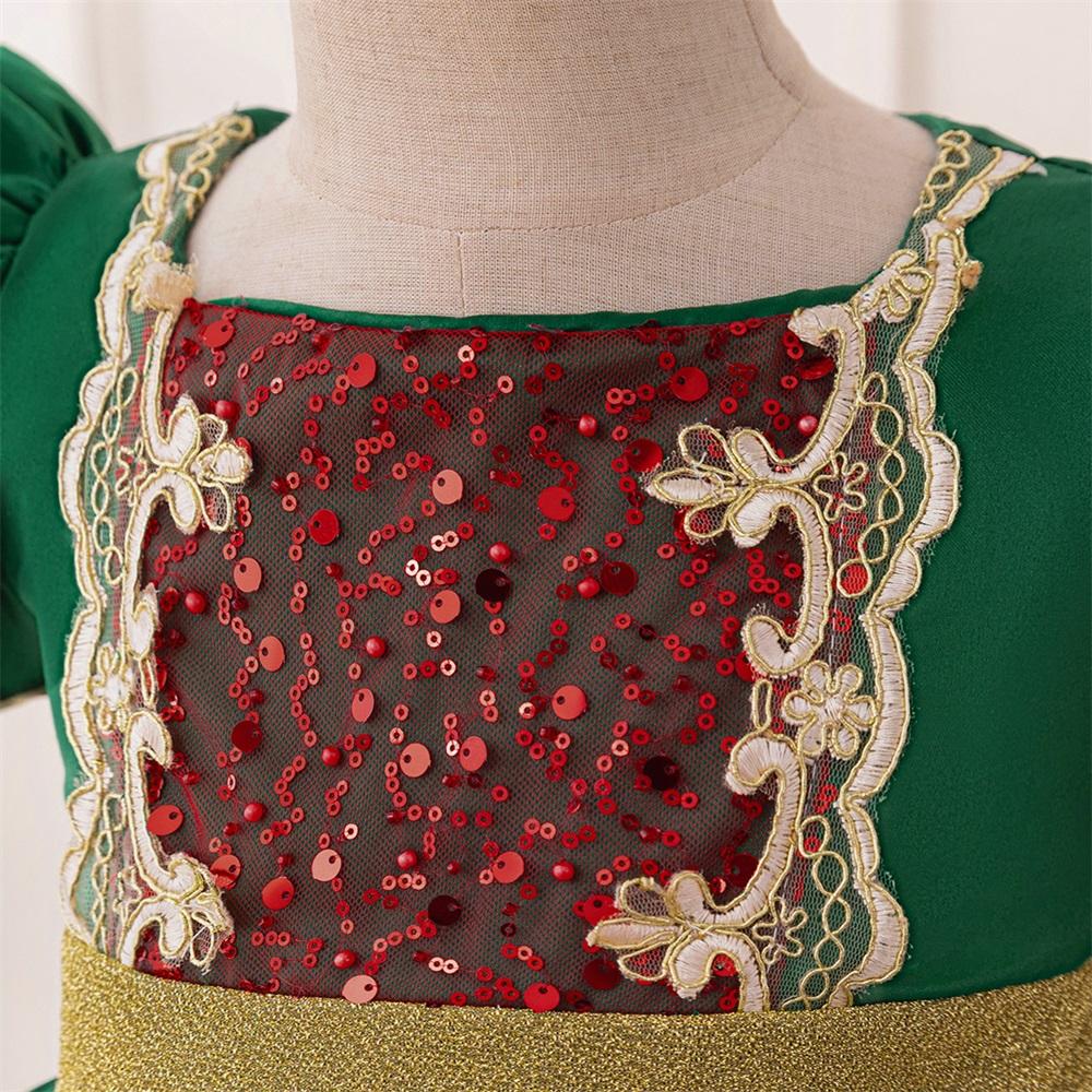 Пышные блестящие рождественские платья для девочек, красно-зеленое фатиновое платье для свадьбы, дня рождения, принцессы, костюм подружки невесты с бантом