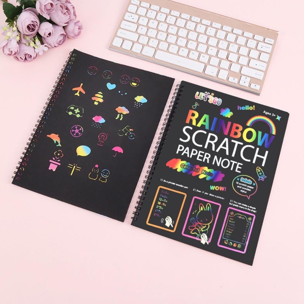 Painting Magic Scratch Paper Rainbow Scratch Book Cartoon Drawing Board  for Kids