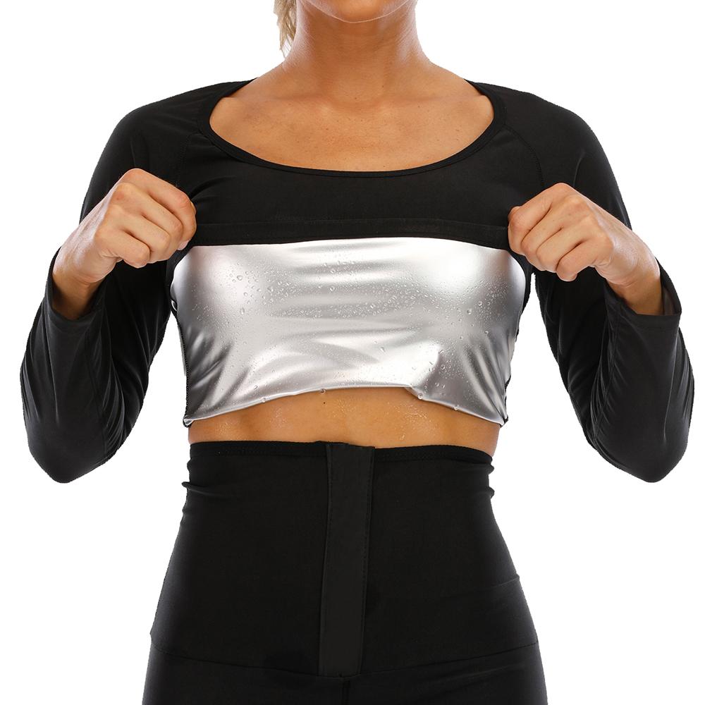 Женские спортивные костюмы для сауны с длинными рукавами, корректирующее белье для тренировок, термотолстовка, спортивная куртка для талии, формирователь тела, топы для фитнеса, спортивное нижнее белье для упражнений